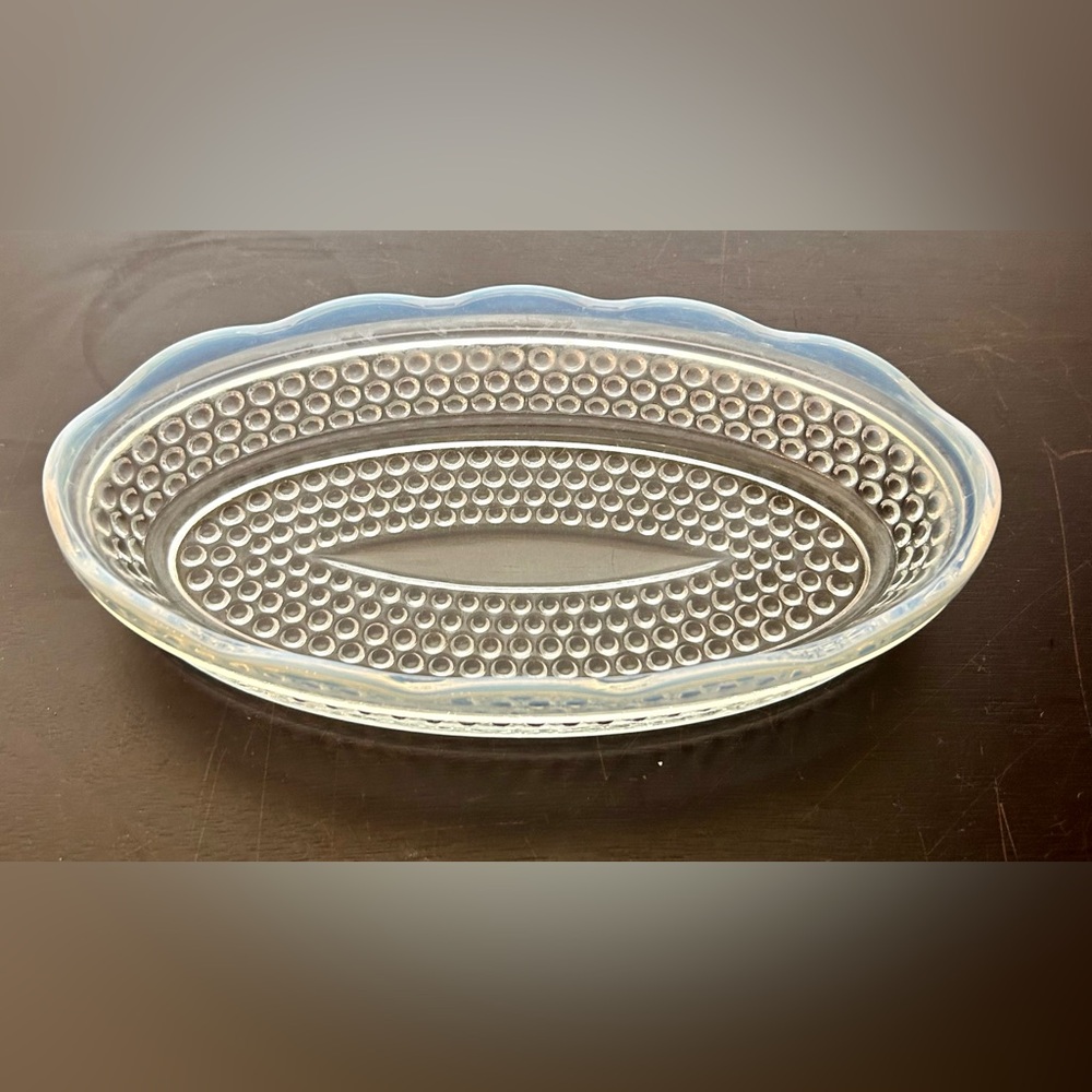 Fenton,  Hobnail, Moonstone Opalescent 8” serving bowl.